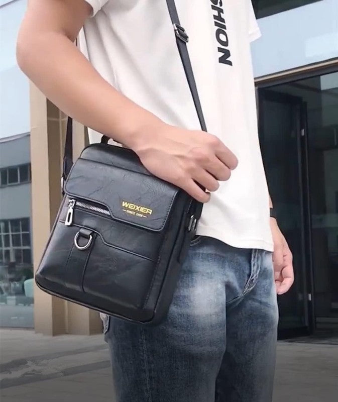 Vintage Leather Messenger Bag Crossbody Shoulder Bag Zipper Buckle Handbag2