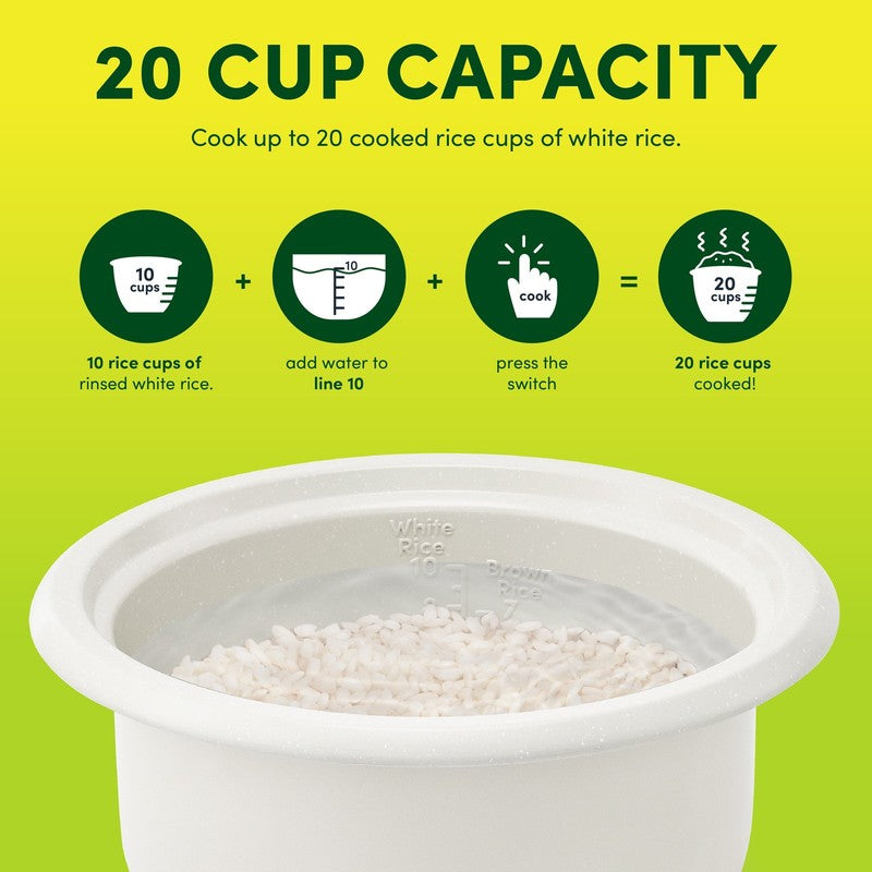 20-Cup Rice Cooker & Food Steamer Granite Ceramic Nonstick Tray White3