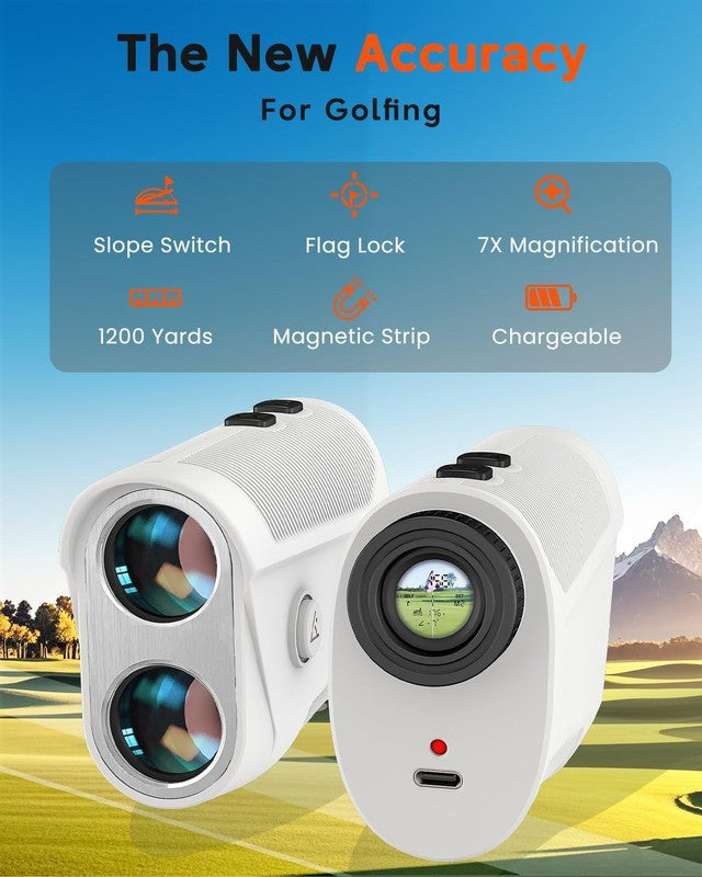 Golf Rangefinder 1200Yds Slope Flag Lock Vibration 7X USB C Rechargeable1