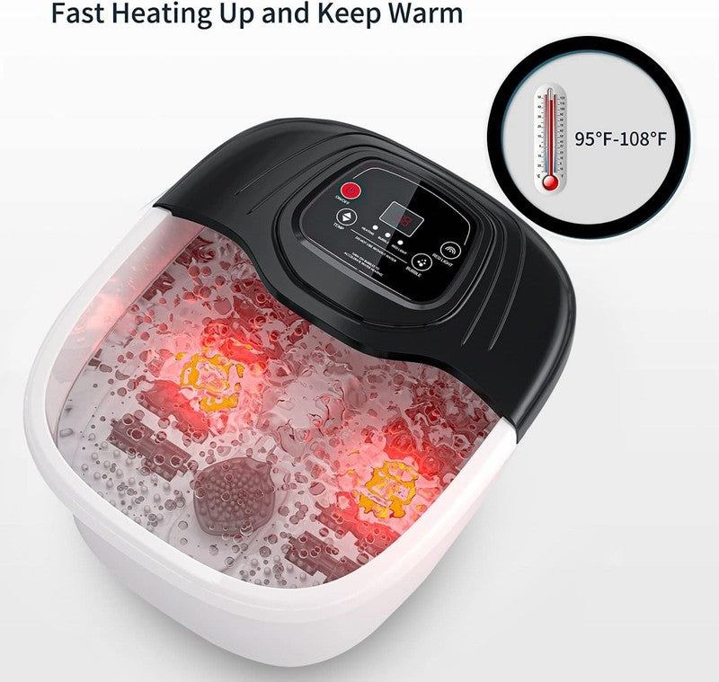 Foot Spa Bath Massager with Heat, Epsom Salt,Bubbles, Vibration and Red Light, T6