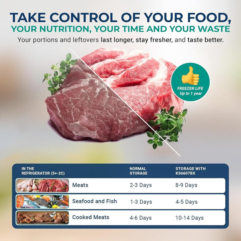 KS6607BX Vacuum Sealer for Food, Dry, Moist and Liquid, Powerful Preservation Sy2
