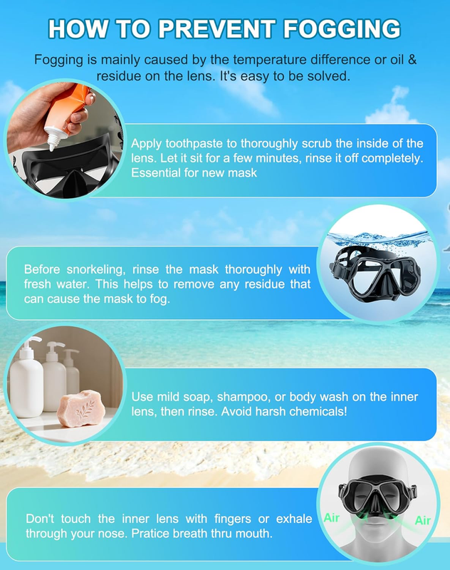 Dry Snorkel Set Panoramic Wide View Anti-Fog Scuba Mask Snorkeling Gear8