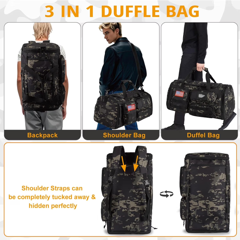 58L 3 in 1 Expandable Gym Travel Duffle Bag Backpack w/Shoe Compartment2