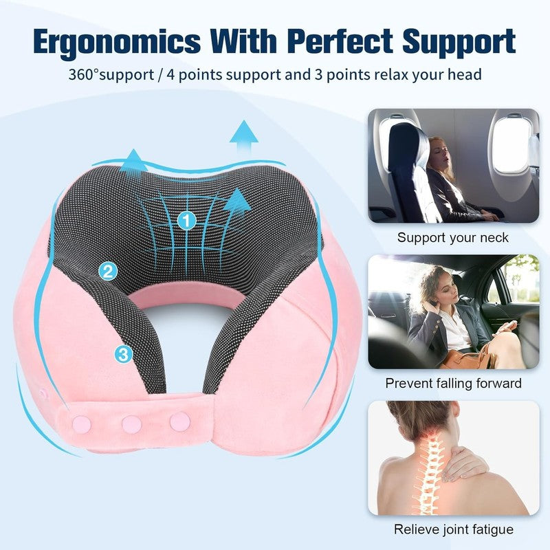 Adjustable 100% Memory Foam Travel Neck Pillow w/ Eye Mask, Earplugs & Bag8