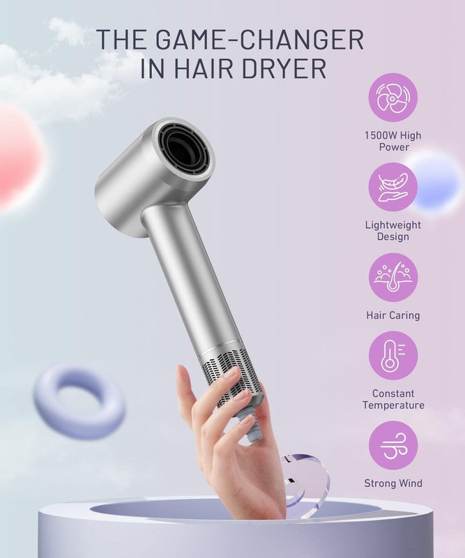 Fast Drying Hair Dryer 150000RPM High-Speed Low Noise w/ Diffuser Gray5