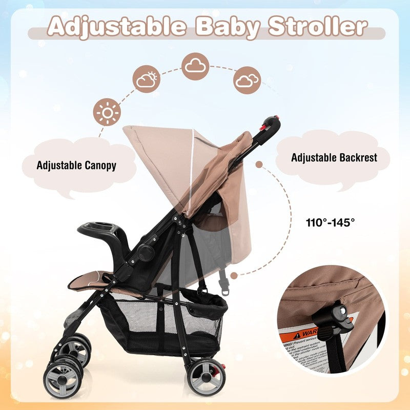 Foldable Lightweight Baby Stroller, Travel Pushchair for 0-36M, 13 Lbs, Coffee4