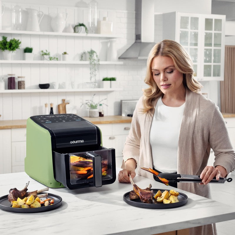 7QT Digital Air Fryer Panoramic View Window 12 Preset Touch Screen Cooker Green2