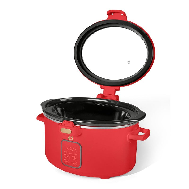 4 Qt Digital Slow Cooker with Hinged Locking Lid, Tomato Red by Drew Barrymore5