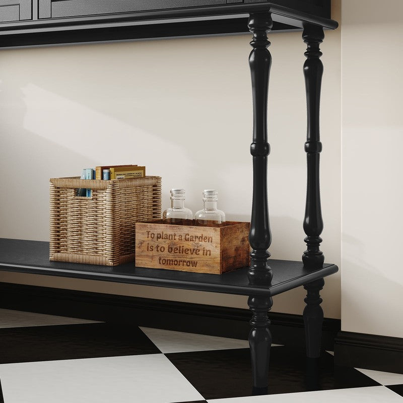 40” Modern Console Table Entryway Sofa Table w/ 2 Drawers Black3