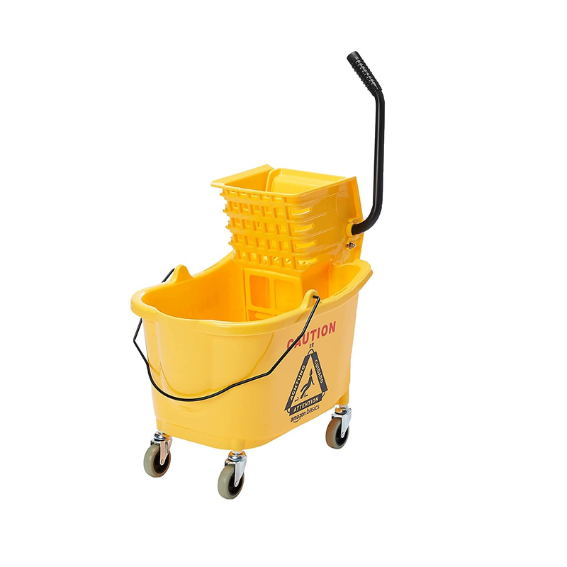Side Press Wringer Combo Commercial Floor Cleaning Rectangular Mop Bucket on Whe9