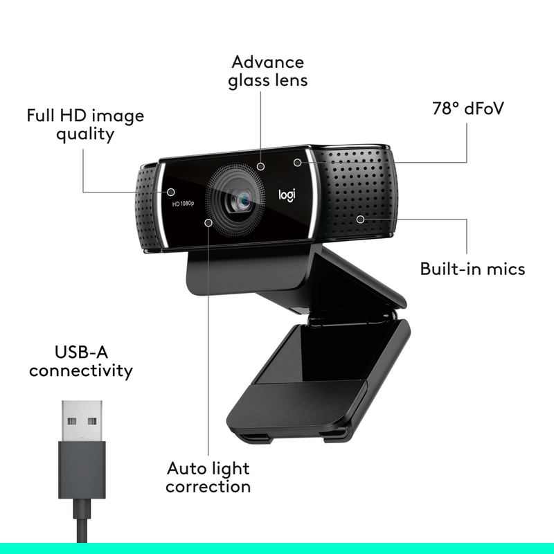 Pro Stream Webcam, 30 Fps at 1080P, Autofocus, Omni Directional Microphones6