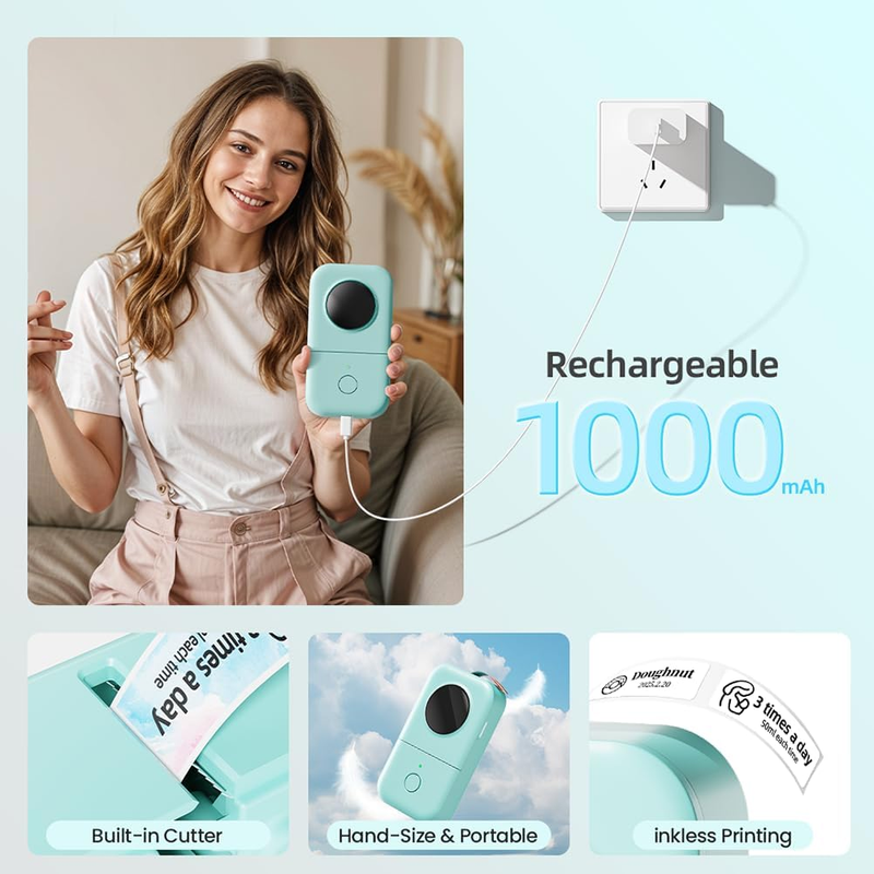 D30 Label Maker Machine, Portable Bluetooth Mini Label Printer, Smartphone Handh5