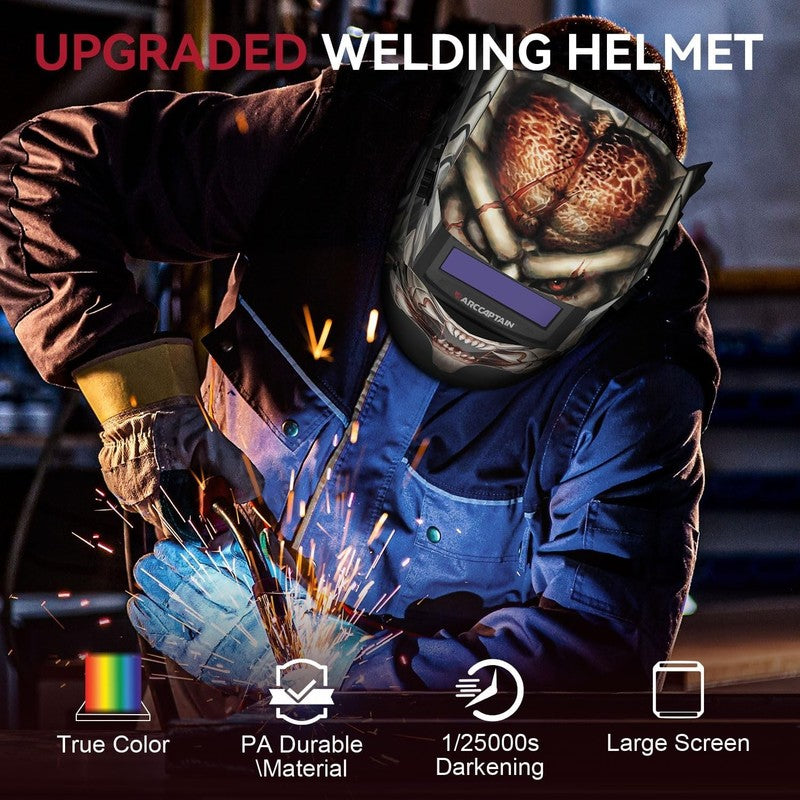 Auto Darkening Welding Helmet HSH S800 Warrior True Color 4 Arc Solar Powered3