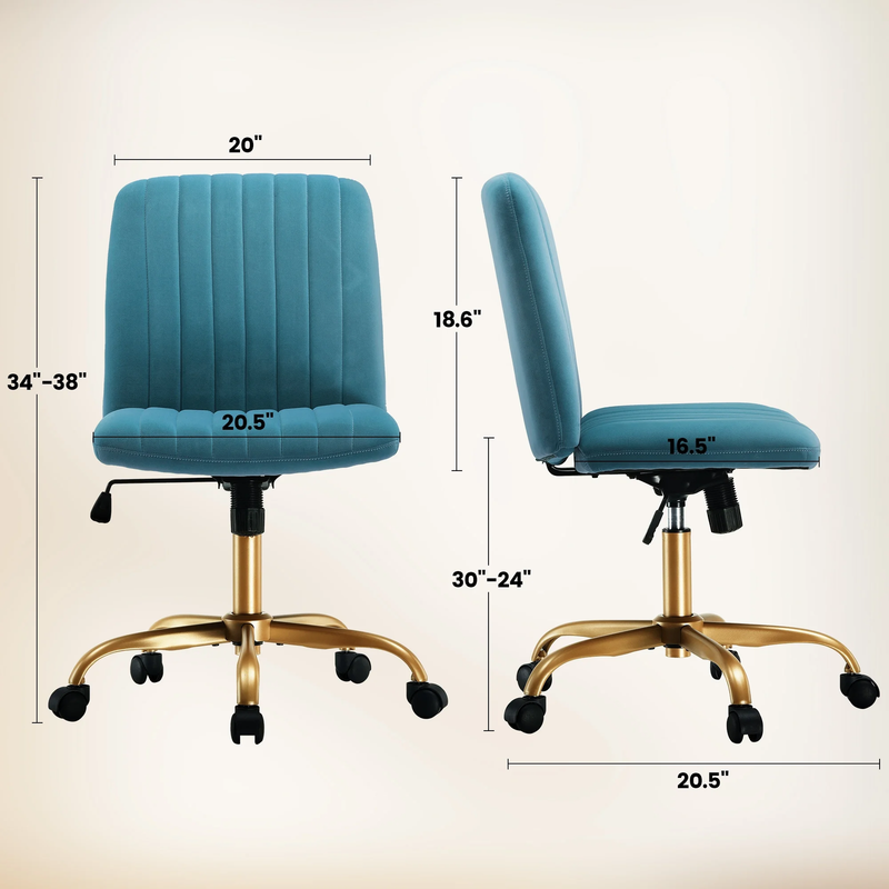 Extra Plush Velvet Channel Upholstered Office Chair, Cool Water8