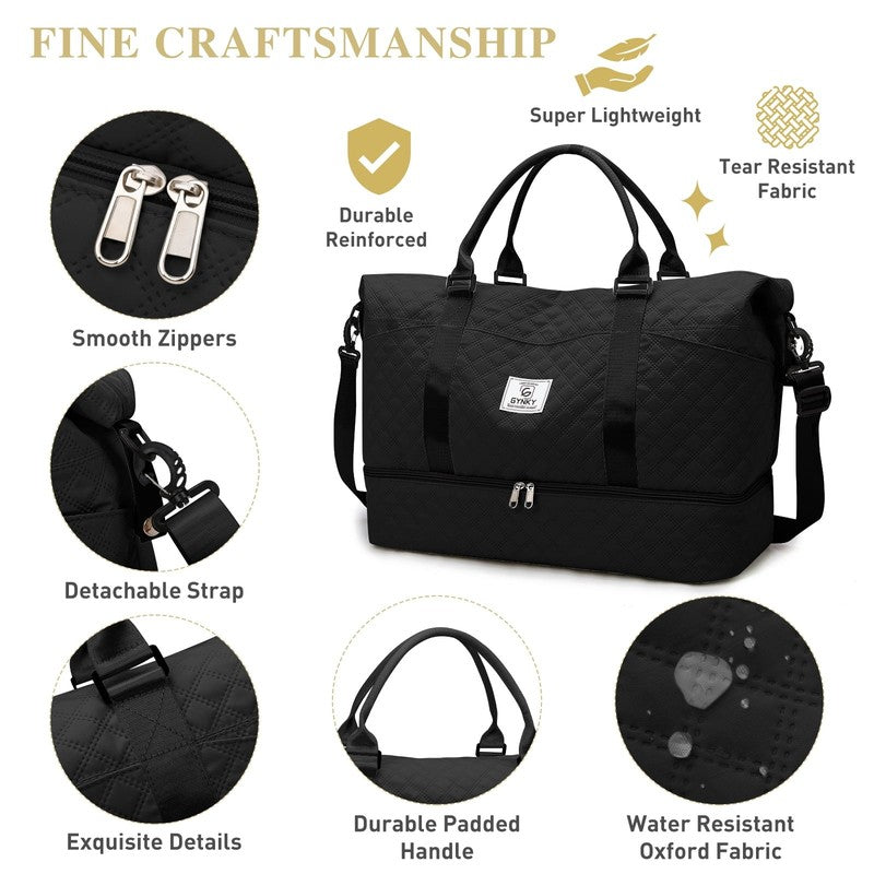 Travel Duffle Bag Weekender Bags for Women with Shoe Compartment Carry on Overni3
