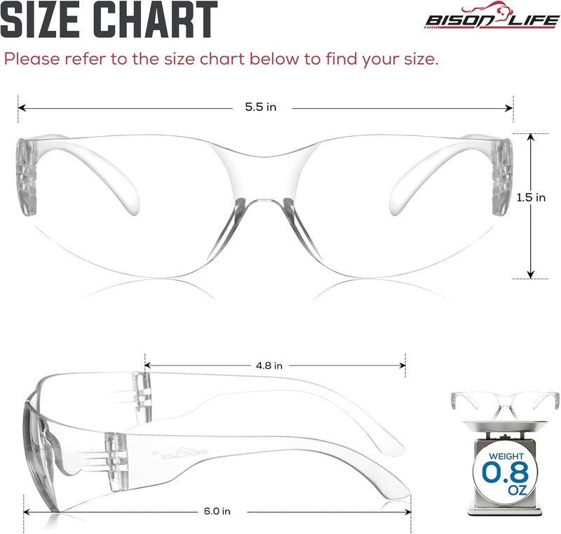 Safety Glasses   Scratch Resistant Wrap around Eyewear, Polycarbonate ANSI Z87.16