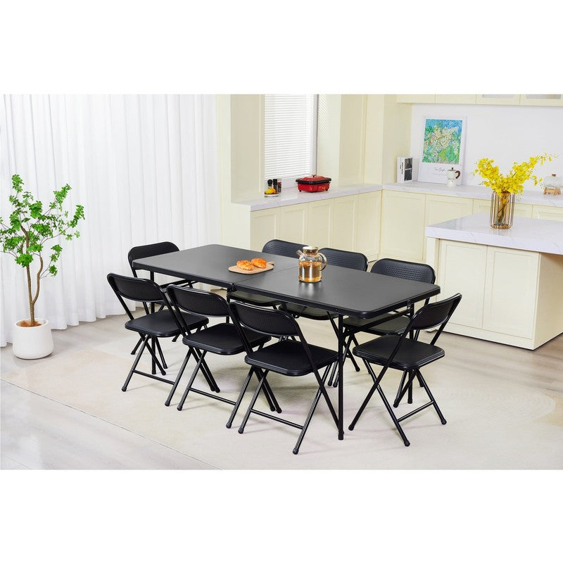 6 Foot Bi Fold Plastic Folding Table Black6