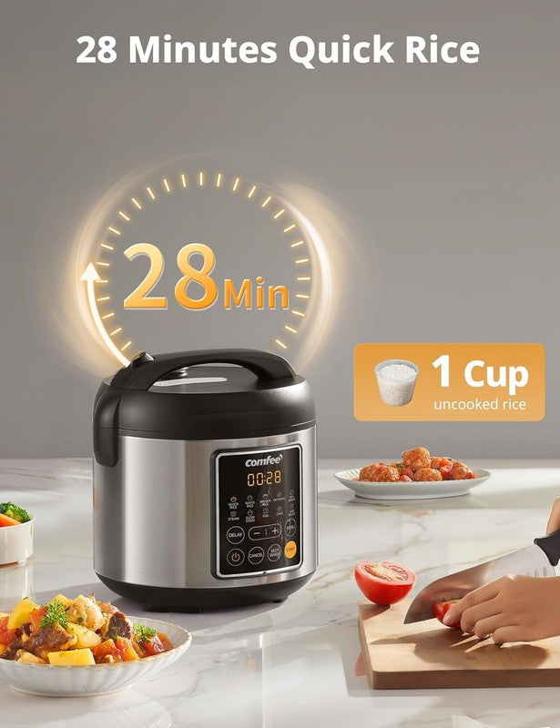 Rice Cooker 4 Cup/8 Cup Cooked 2Qt Small Multi Cooker 10 Presets Steamer Pot4