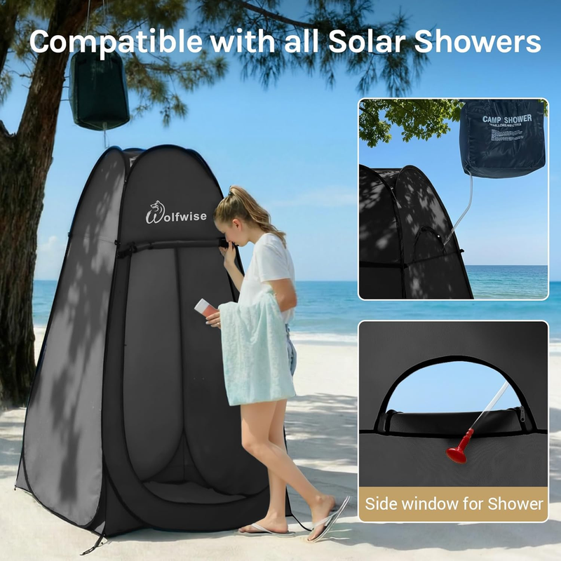 Camping Shower Tent Pop Up Privacy Dressing Room Ventilated Outdoor Black6