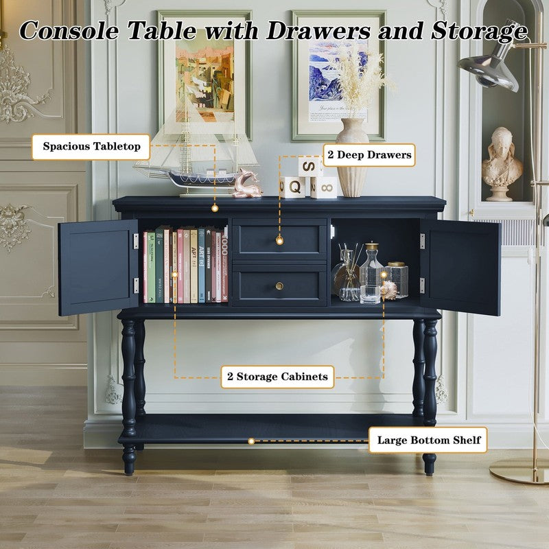 42” Farmhouse Modern Console Table Entryway w/ Storage Shelf Navy Blue4