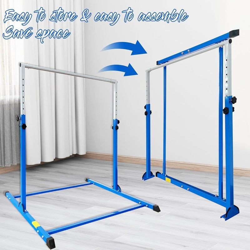 Kids Gymnastic Bar 4FT Wide 5FT Adjustable Kip Bar 350lb Home & Club Use5