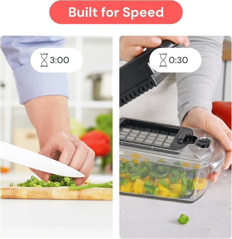 4-in-1 Vegetable Chopper & Spiralizer Food Chopper with Container Clear2