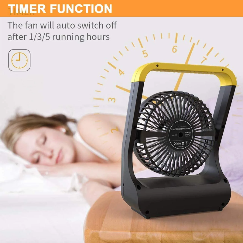 Battery Operated Portable Fan D Cell USB Powered Desk Camping Fan 5" New6