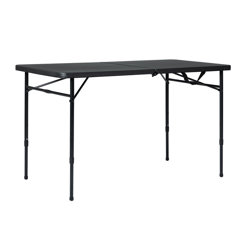 4 Foot Fold-In-Half Adjustable Folding Table, Rich Black0