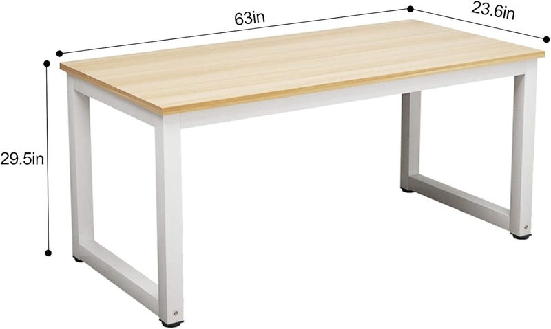 63'' Modern Computer Desk Large Office Writing Desk Home Office White Metal1
