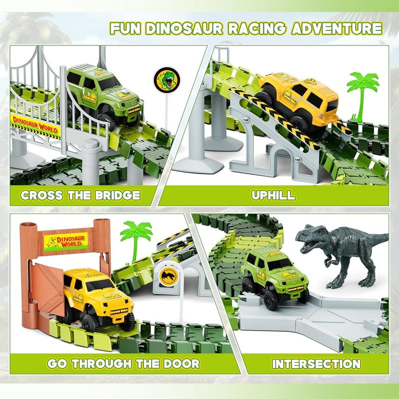 Dinosaur Tracks, 271 PCS Create a Dinosaur World Road Race for Kids Boys Toys Fl2