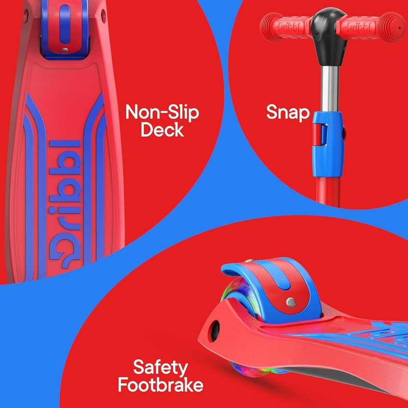 3 Wheel Kids Scooter Lean to Steer Adjustable Handlebar Anti Slip Deck Red/Blue5