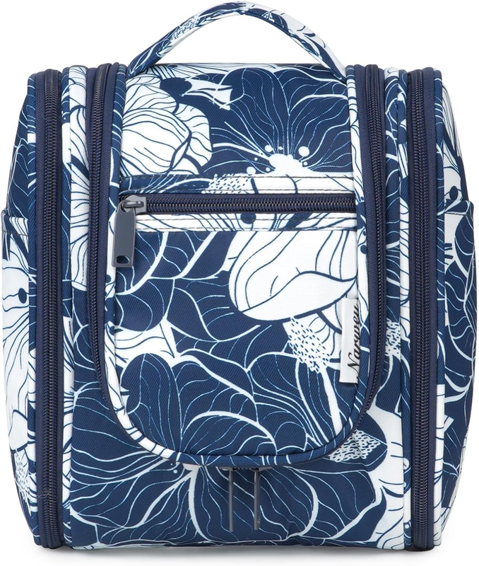 Small Hanging Travel Toiletry Bag Cosmetic Organizer Medium Blue Lotus9