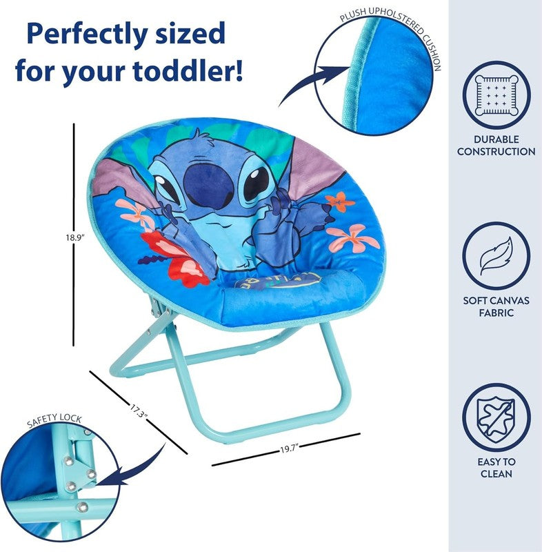Stitch 19” Folding Toddler Saucer Chair w/ Cushion Kids 3+2