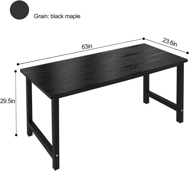 63'' Modern Computer Desk Large Office Writing Desk Home Office Black Metal1