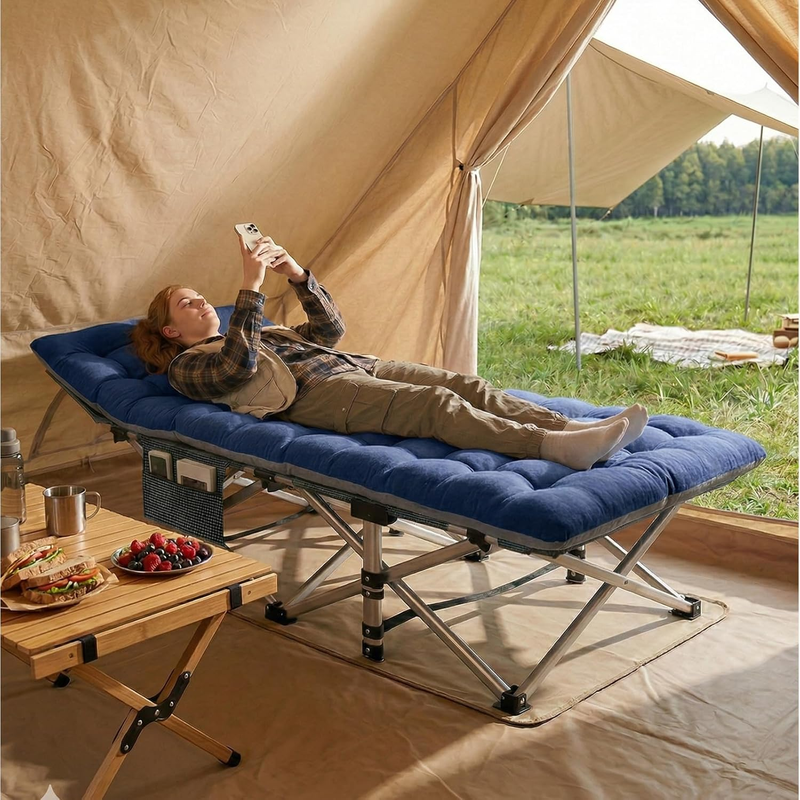 Camping Cot 28" Extra Wide Heavy Duty 1200D Oxford Folding Bed w/ Mat Carry Bag8