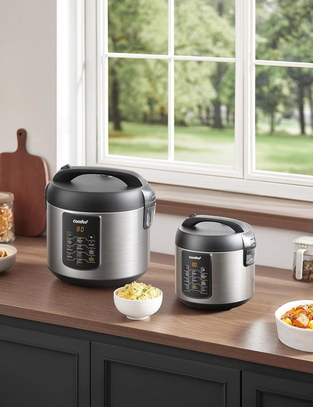 Compact Rice Cooker, 6 In 1 Stainless Steel Multi Cooker, Slow Cooker, Steamer, 6