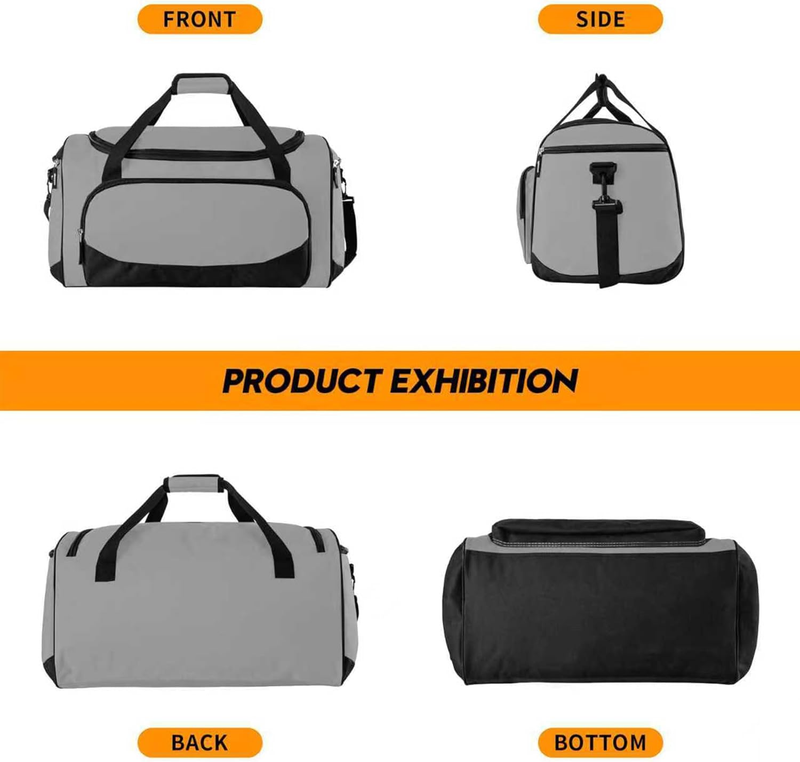 55L Heavy Duty Gym Duffle Bag for Men Gray Durable Travel Sports Grey5