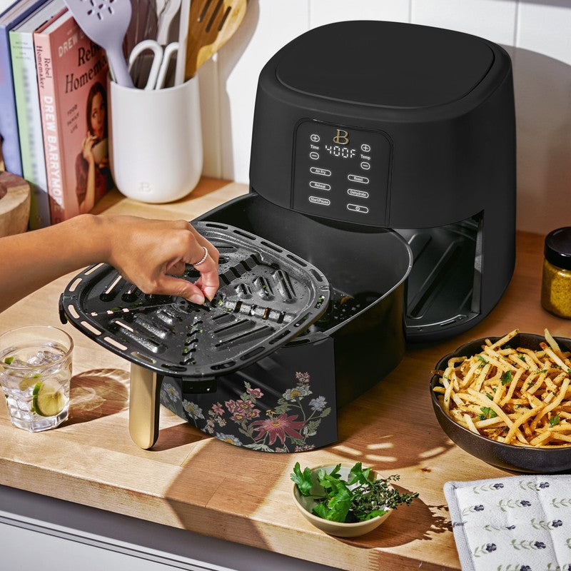 6 Qt Air Fryer w/ Turbocrisp Technology Evergood Ceramic Nonstick Black Flower5