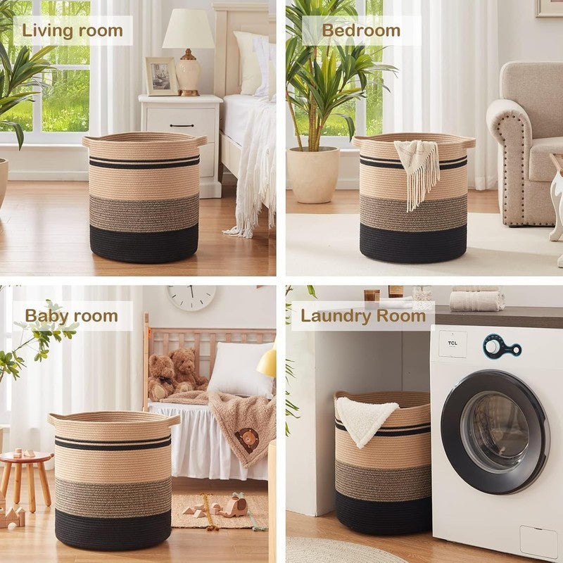 80L Laundry Hamper with Handles, Woven Storage Basket for Clothes, Toys6