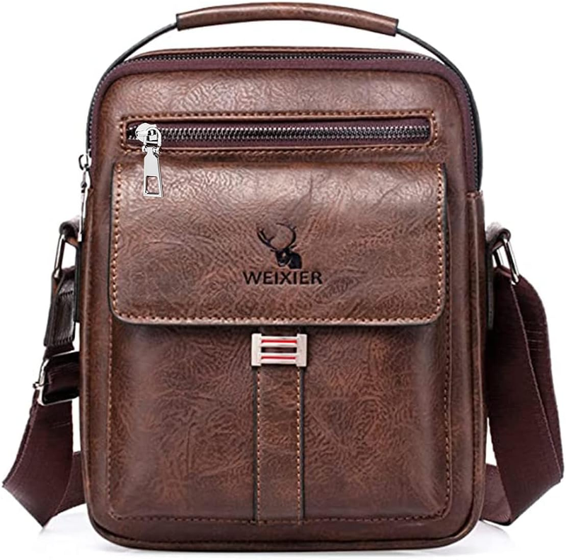 Vintage Leather Messenger Bag Crossbody Shoulder Bag Zipper Buckle Tote Bag6