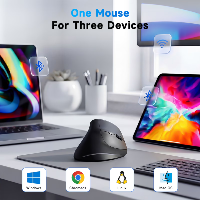 Ergonomic Vertical Wireless Mouse Rechargeable 4800 DPI RGB Silent Black1