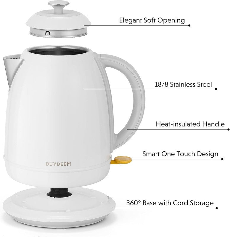 Electric Kettle 1.7L 1440W Stainless Steel Cordless Auto Shut Off Arctic White3