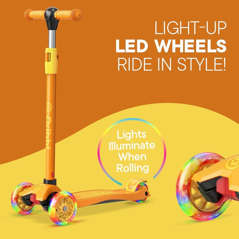 3 Wheel Kids Scooter Lean to Steer Adjustable Handlebar Wide Deck Orange6