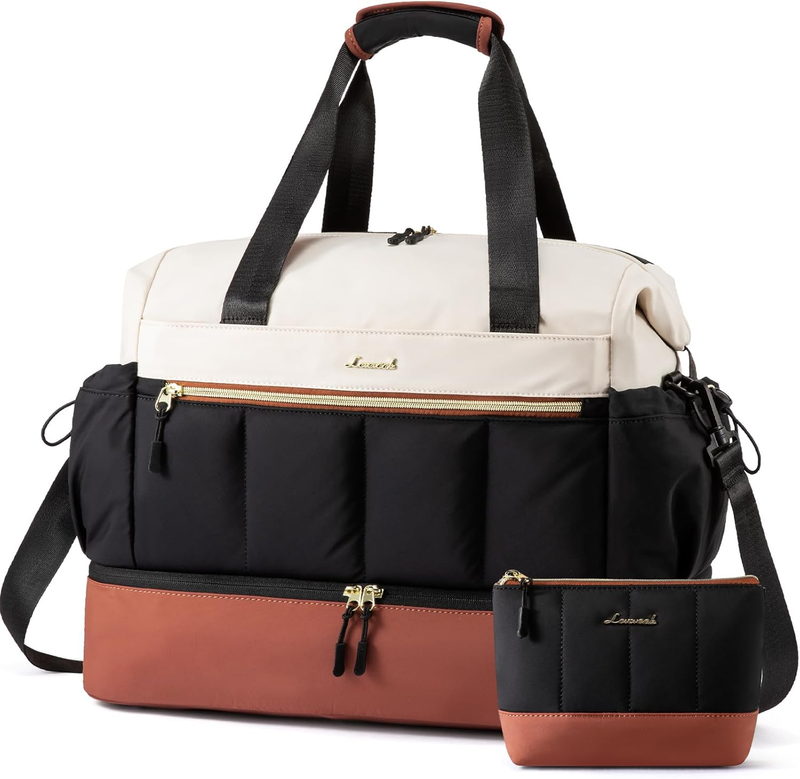 Travel Duffel Bag Women Weekender 38L Overnight w/ Shoe & Wet Pocket 2Pc7