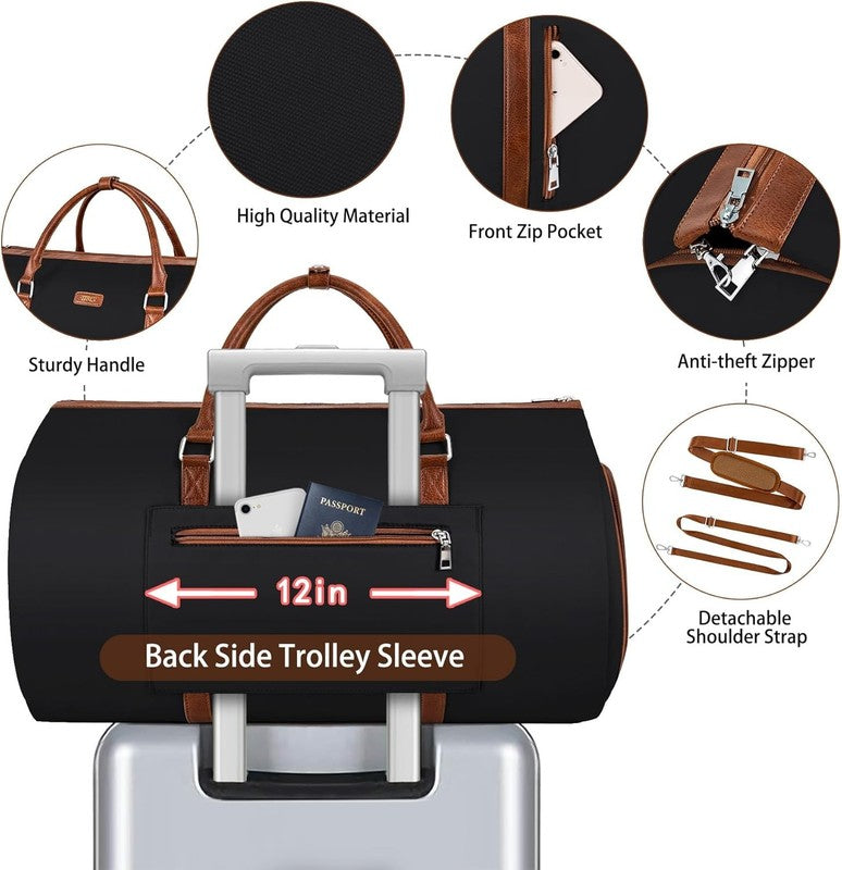 50L 2in1 Garment Duffle Bag w/ Shoe Compartment 4Pc Set Travel Weekender3
