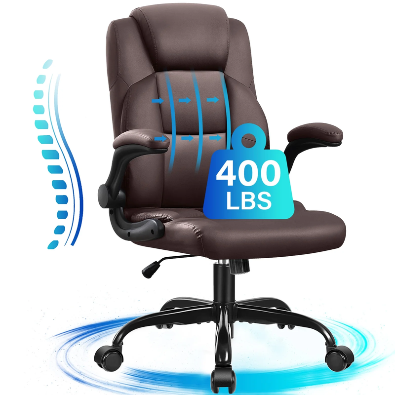 Leather Office Chair, Big and Tall Office Chair 400LBS Wide Seat Ergonomic Compu0