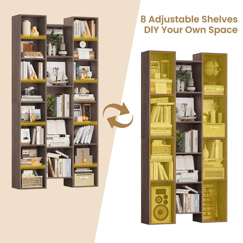 21-Cube Bookcase and Bookshelves with Adjustable Shelves, 71.3'' Triple Width Op4