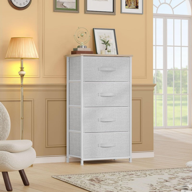 4 Drawers Fabric Dresser for Bedroom, Storage Organizer, Wide Chest of Drawers f6