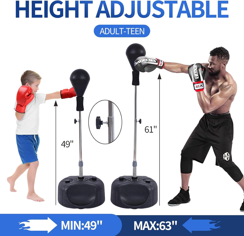 Punching Bag w Stand Fast Rebound Adjustable Height Boxing Training Fit6