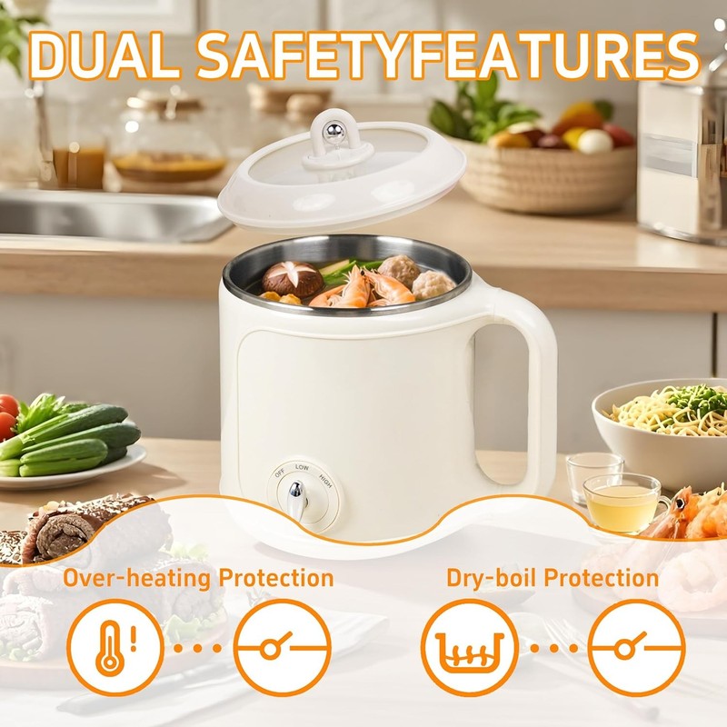 2.0L Electric Hot Pot Stainless Steel Portable Dual Power Dorm Office Travel3